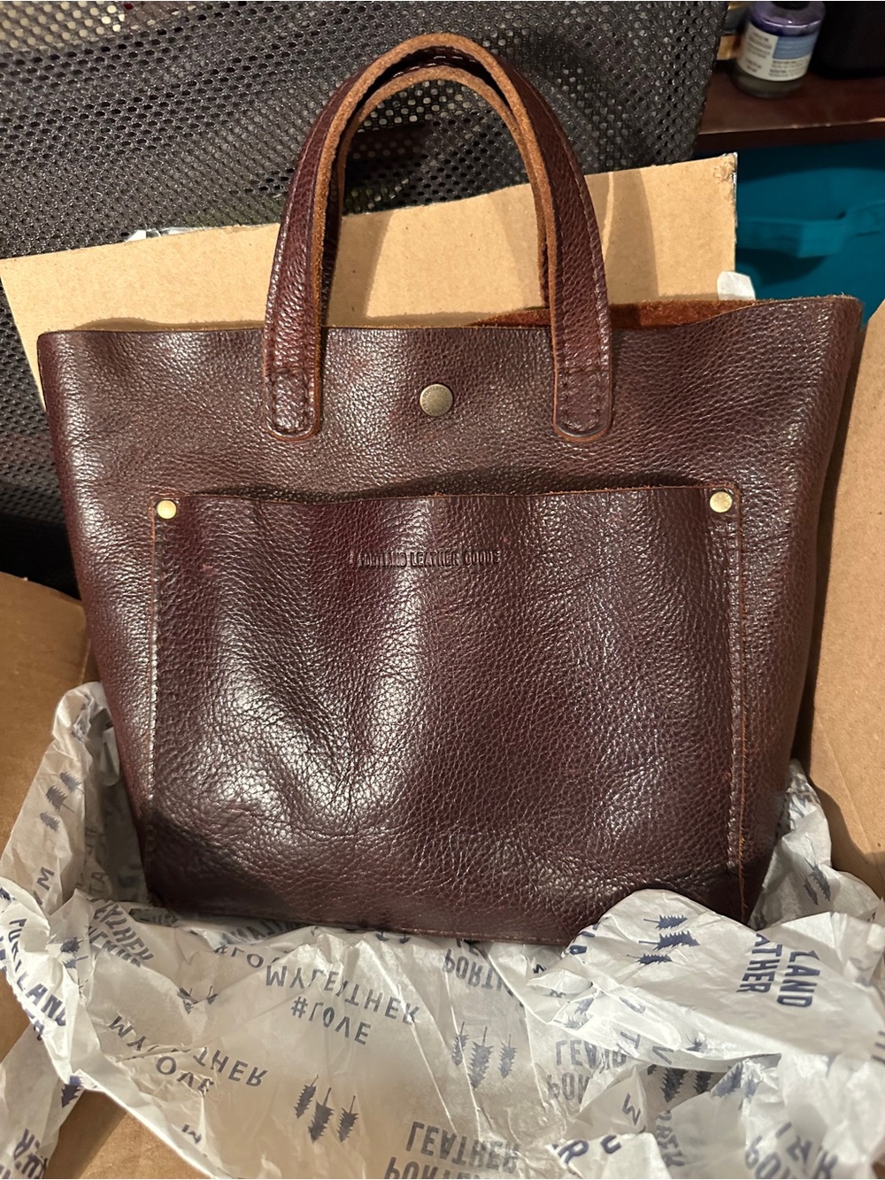 Mini Crossbody Tote - ColdBrew Brown Leather Portland Leather Goods - Picture 8 of 14